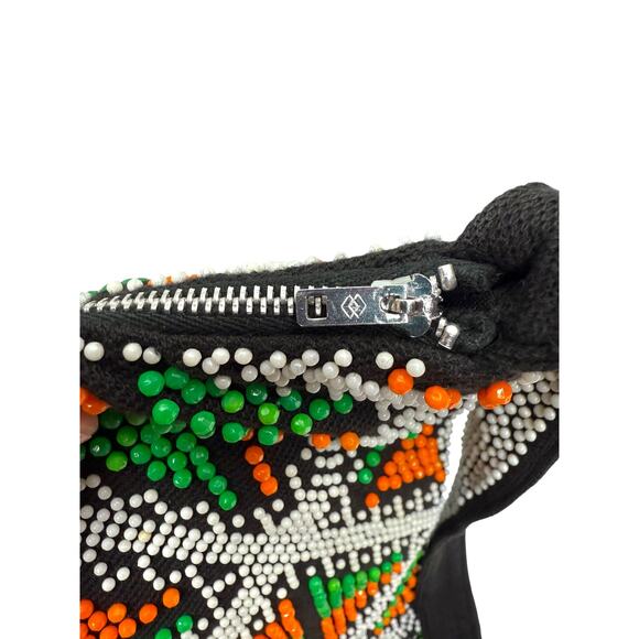 1960's orange green beaded bag - Picture 3 of 6